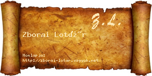 Zborai Lotár névjegykártya